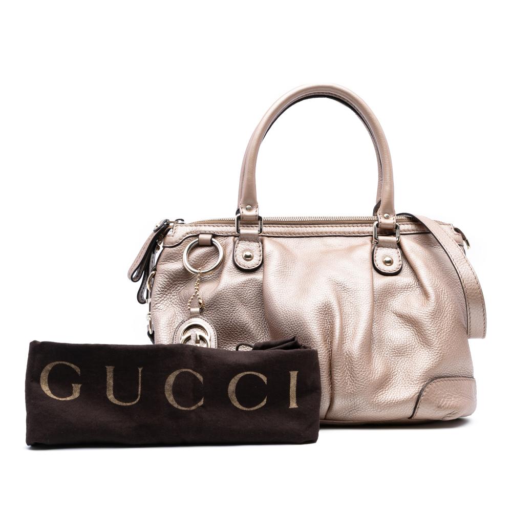 Gucci B Gucci Pink Rose Gold Calf Leather skin Sukey Satchel Italy