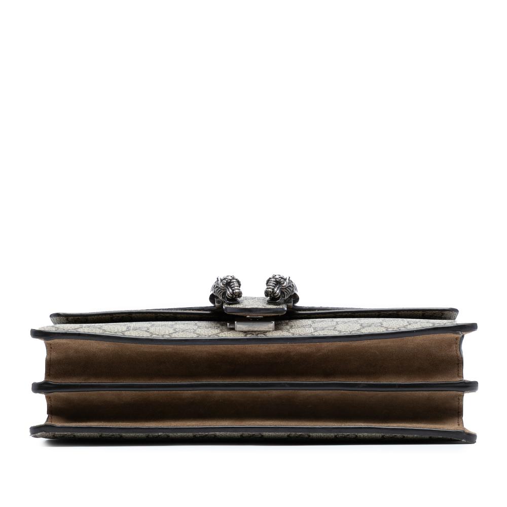 Gucci B Gucci Brown Beige Coated Canvas Fabric Medium GG Supreme Dionysus Shoulder Bag Italy