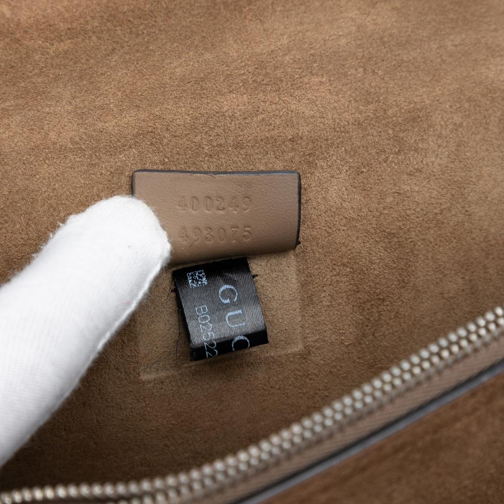 Gucci B Gucci Brown Beige Coated Canvas Fabric Medium GG Supreme Dionysus Shoulder Bag Italy