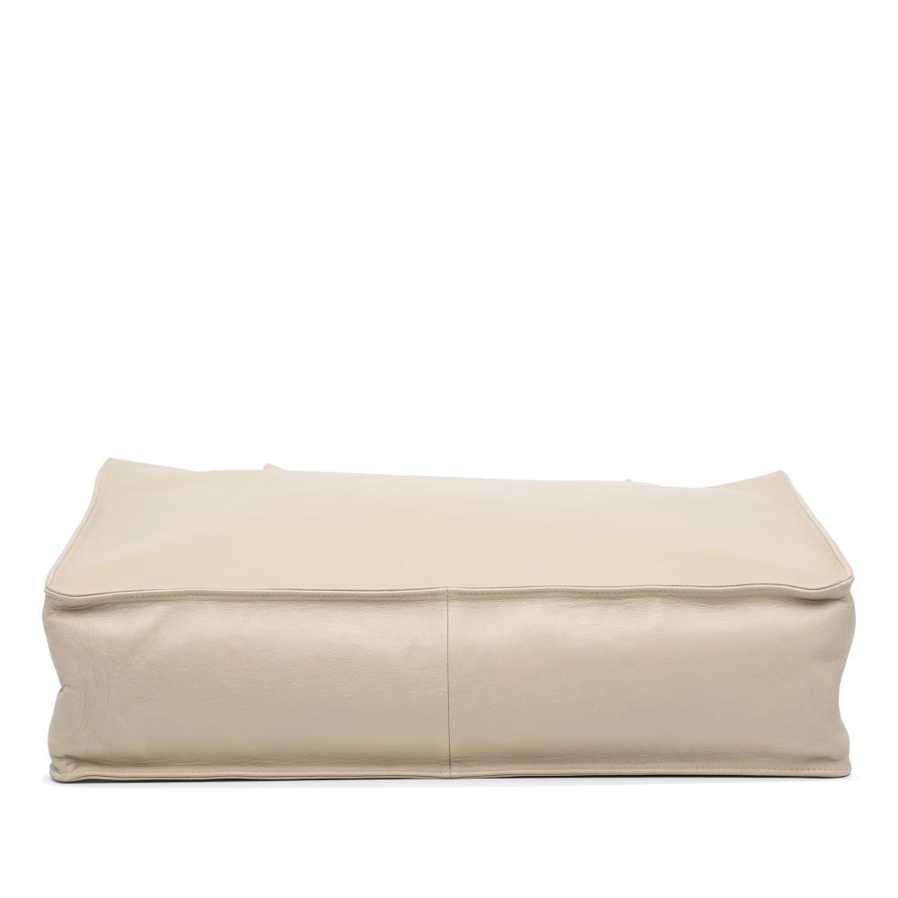 Chanel B Chanel Brown Light Beige Lambskin Leather Leather Lambskin Embossed CC Camellia Tote France