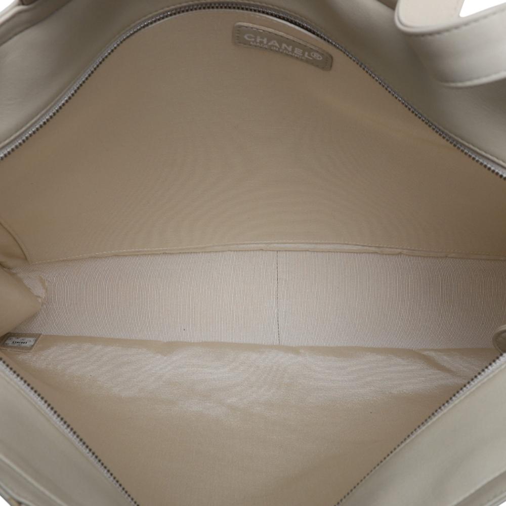 Chanel B Chanel Brown Light Beige Lambskin Leather Leather Lambskin Embossed CC Camellia Tote France