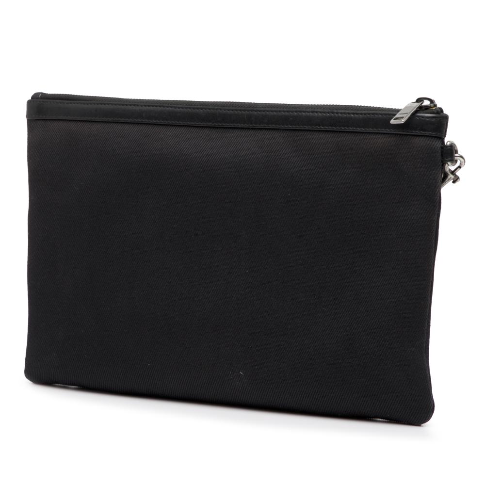 Saint Laurent B Saint Laurent Black Canvas Fabric Rive Gauche Clutch Italy