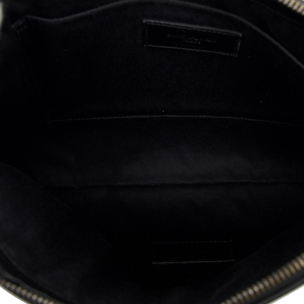 Saint Laurent B Saint Laurent Black Canvas Fabric Rive Gauche Clutch Italy