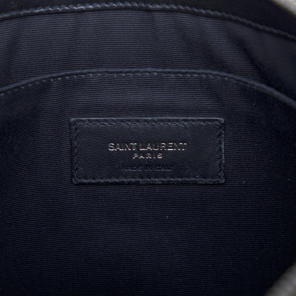 Saint Laurent B Saint Laurent Black Canvas Fabric Rive Gauche Clutch Italy