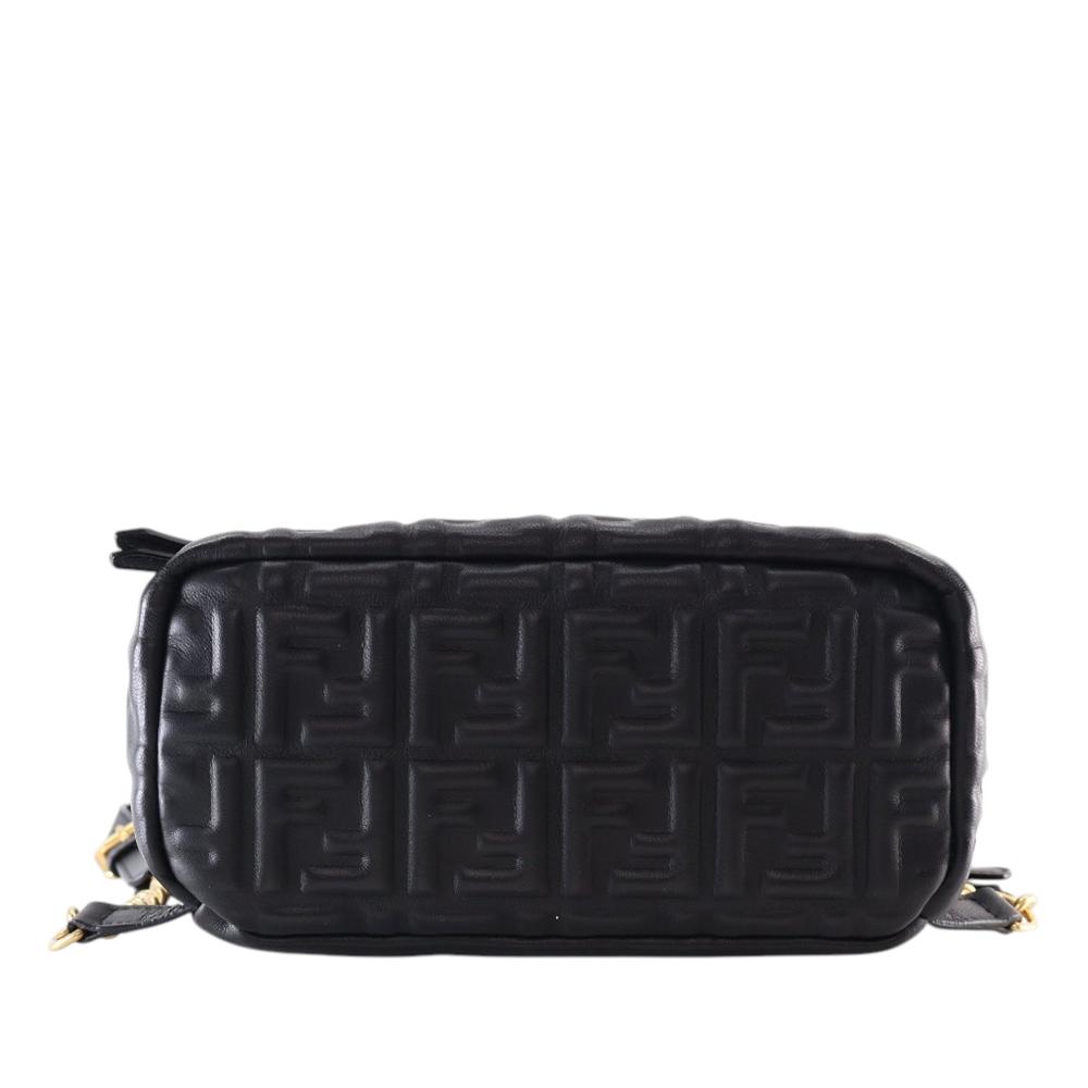 Fendi AB Fendi Black Nappa Leather Leather Mini Zucca Embossed Nappa By The Way Backpack Italy