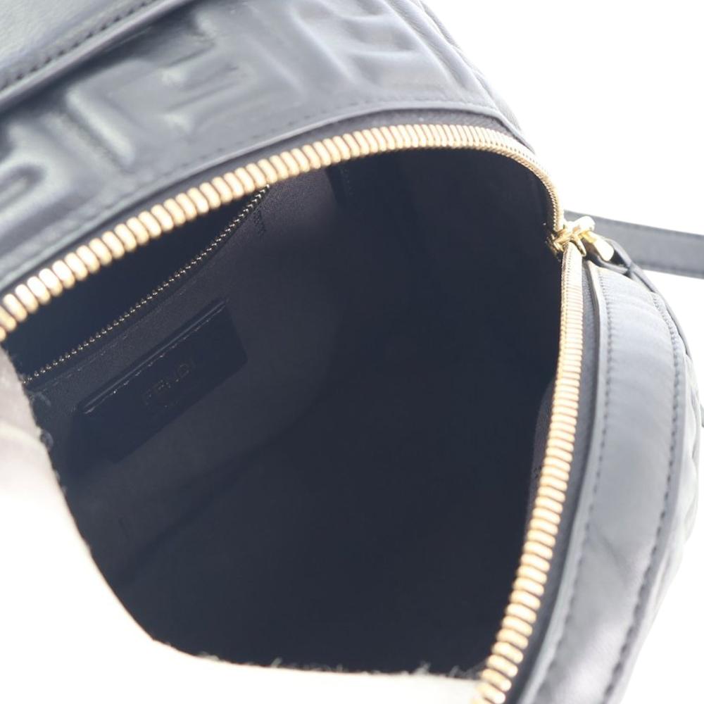Fendi AB Fendi Black Nappa Leather Leather Mini Zucca Embossed Nappa By The Way Backpack Italy
