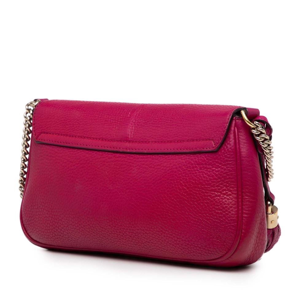 Gucci B Gucci Pink Calf Leather Medium Soho Chain Flap Crossbody Italy