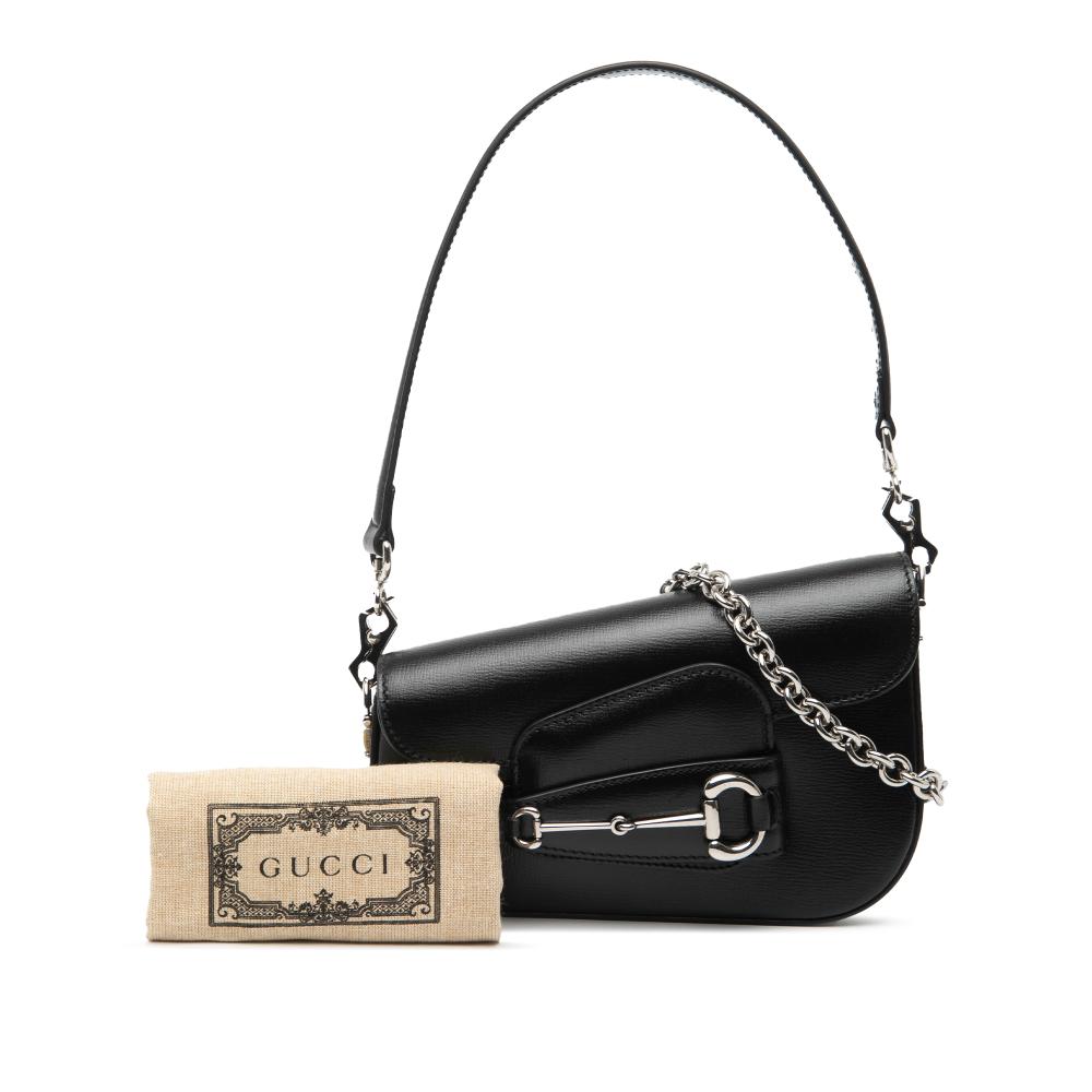 Gucci AB Gucci Brown Calf Leather Mini Asymmetric Horsebit 1955 Satchel Italy