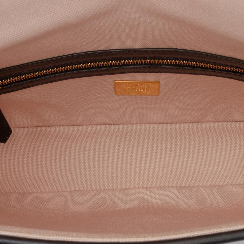 Fendi AB Fendi Pink Light Pink Canvas Fabric Zucca Embroidered Baguette Satchel Italy