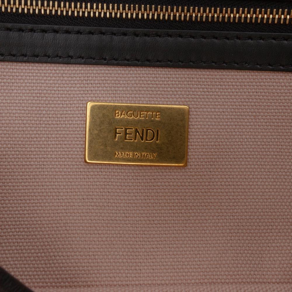 Fendi AB Fendi Pink Light Pink Canvas Fabric Zucca Embroidered Baguette Satchel Italy