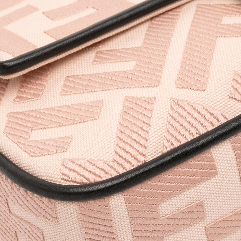 Fendi AB Fendi Pink Light Pink Canvas Fabric Zucca Embroidered Baguette Satchel Italy