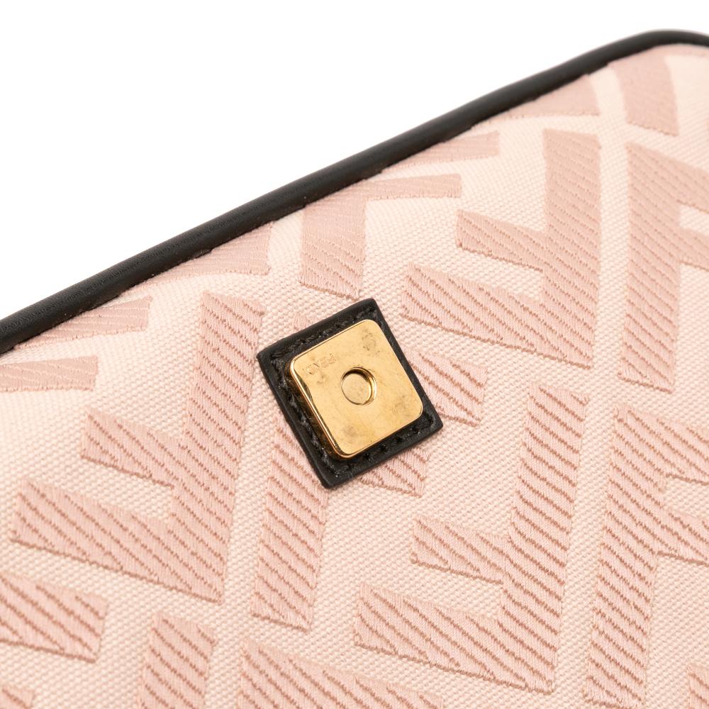 Fendi AB Fendi Pink Light Pink Canvas Fabric Zucca Embroidered Baguette Satchel Italy