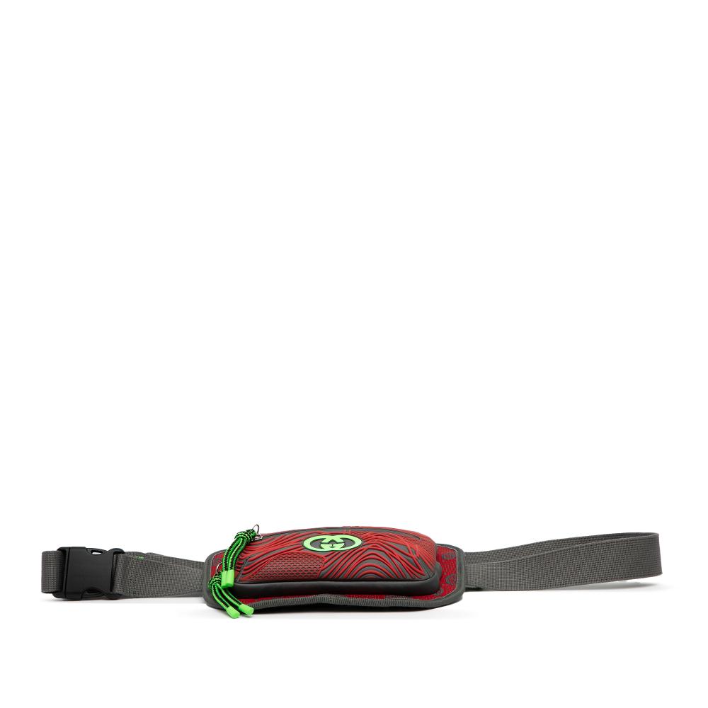 Gucci AB Gucci Red Nylon Fabric GG and Rubber Belt Bag Italy