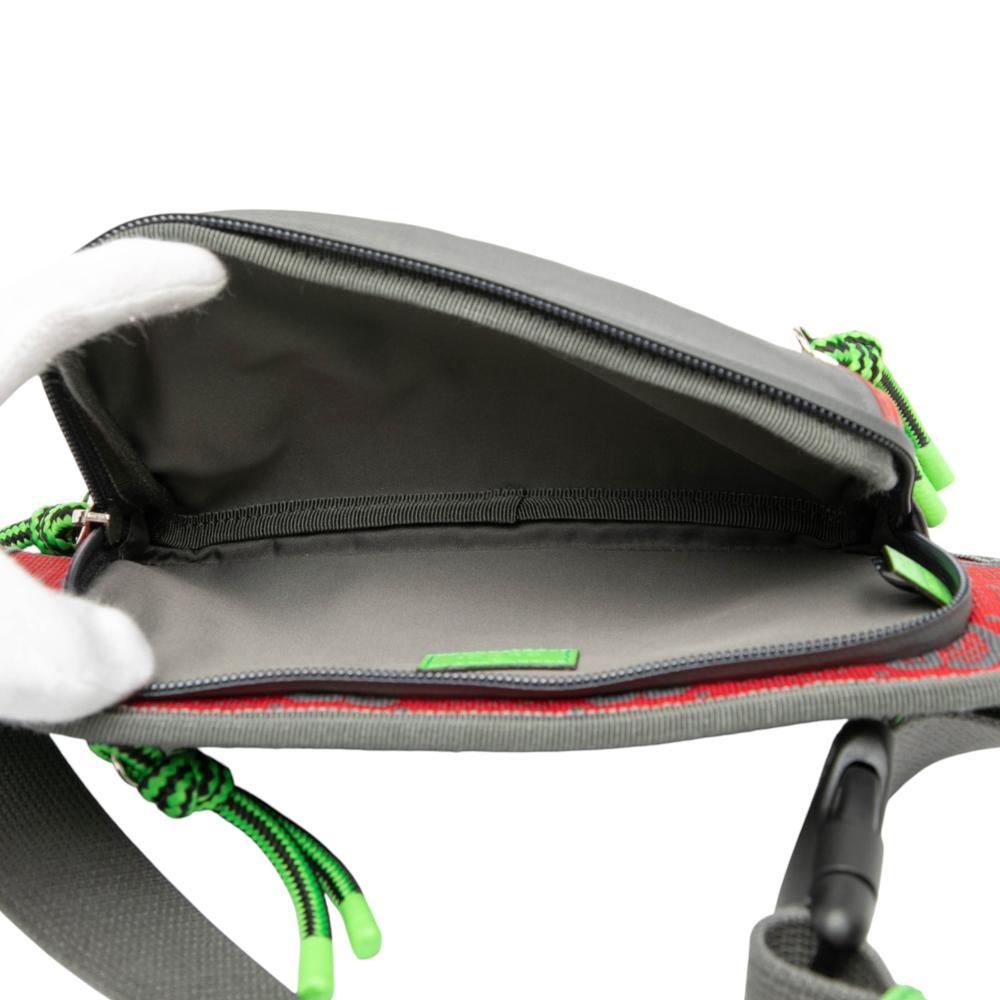 Gucci AB Gucci Red Nylon Fabric GG and Rubber Belt Bag Italy