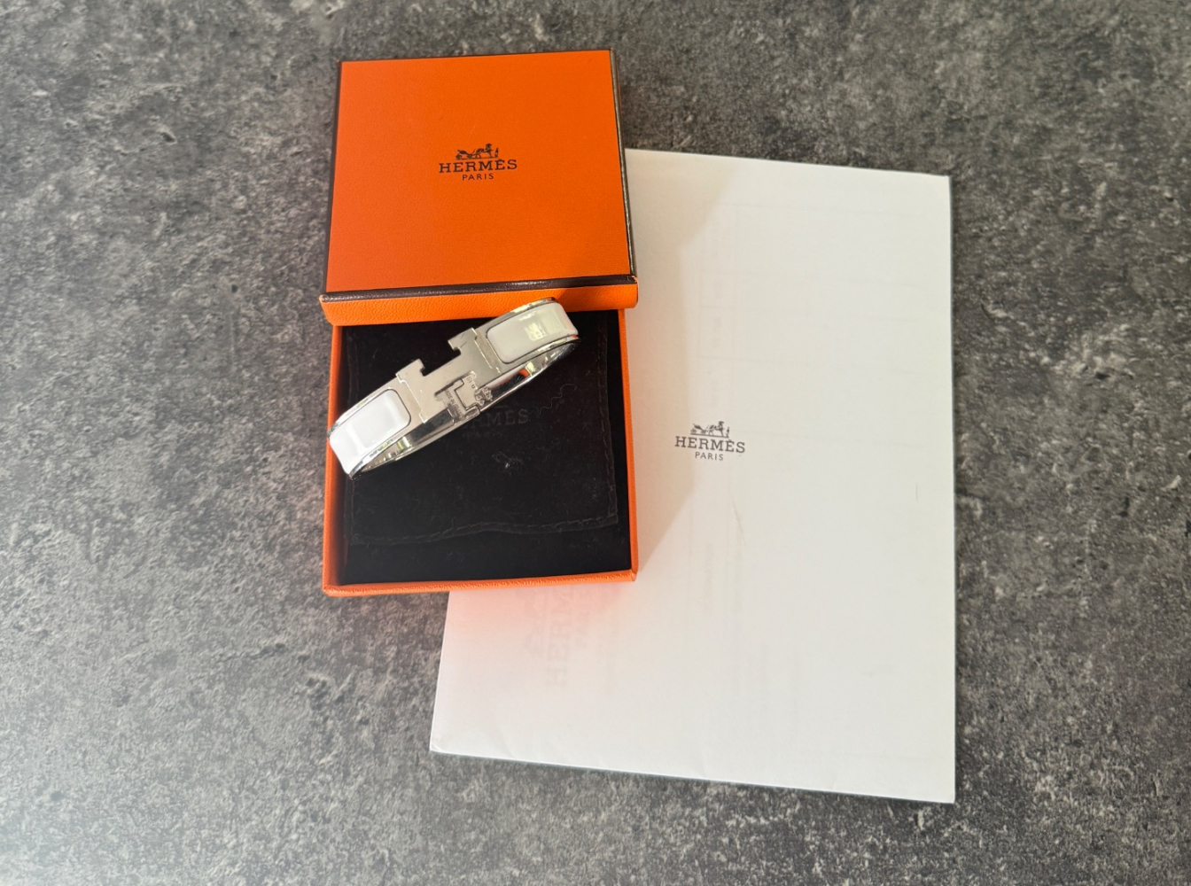 Hermès Clic H bracelet White Enamel