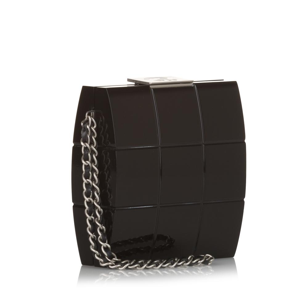 Chanel AB Chanel Black Resin Plastic Choco Bar Lucite Perspex Clutch France