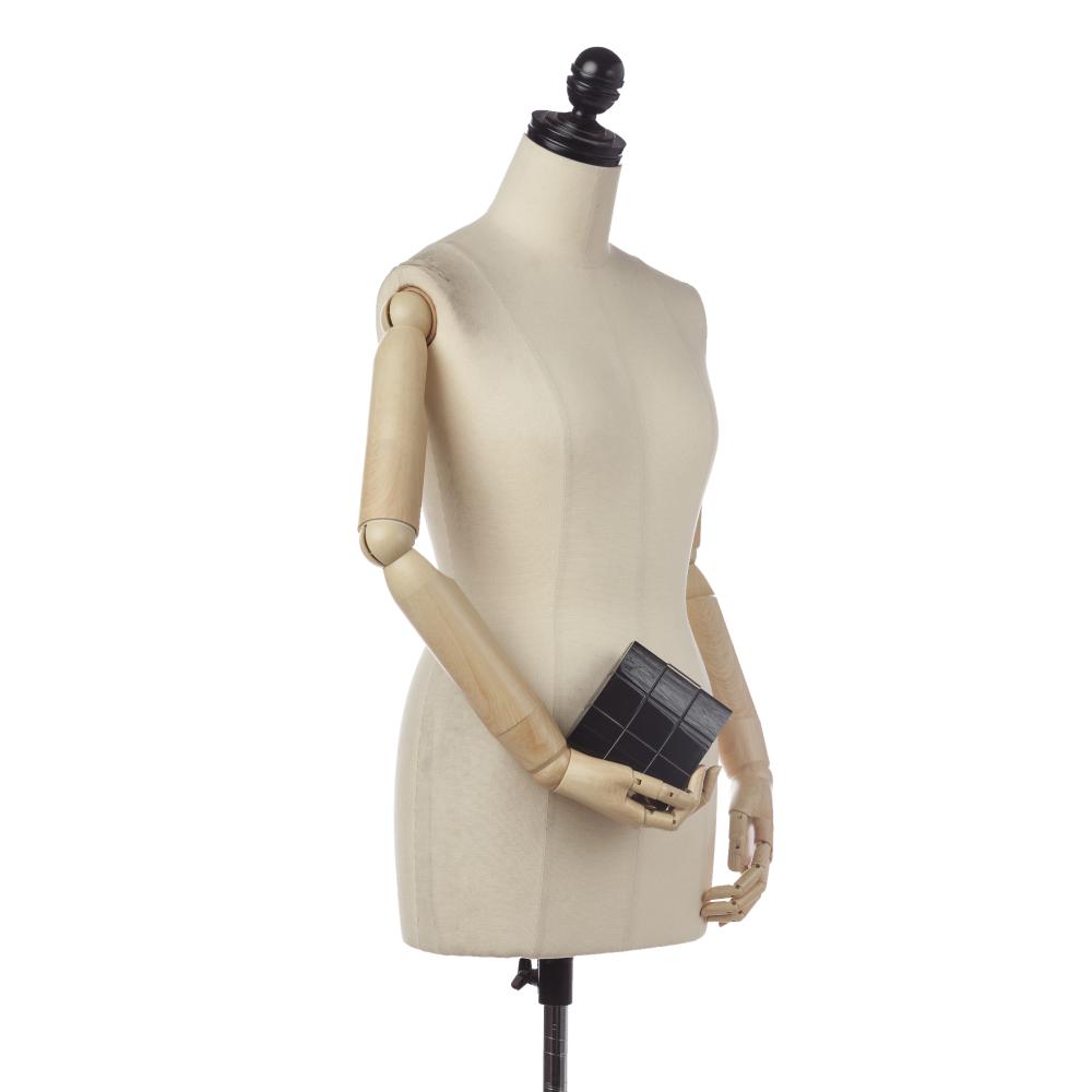 Chanel AB Chanel Black Resin Plastic Choco Bar Lucite Perspex Clutch France