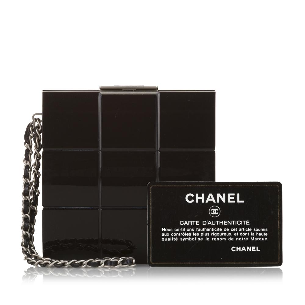 Chanel AB Chanel Black Resin Plastic Choco Bar Lucite Perspex Clutch France