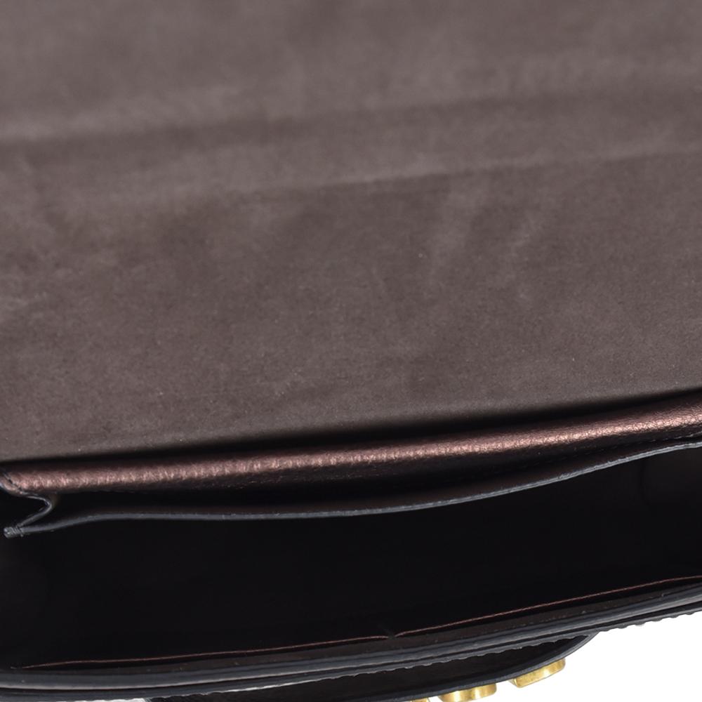 Christian Dior B Dior Brown Bronze Calf Leather Medium J'Adior Chain Flap Italy