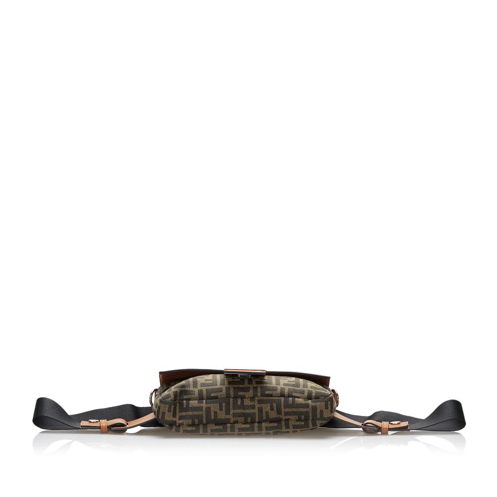 Fendi AB Fendi Brown Canvas Fabric Zucca Convertible Leather Belt Bag Italy