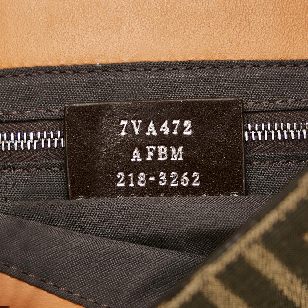 Fendi AB Fendi Brown Canvas Fabric Zucca Convertible Leather Belt Bag Italy