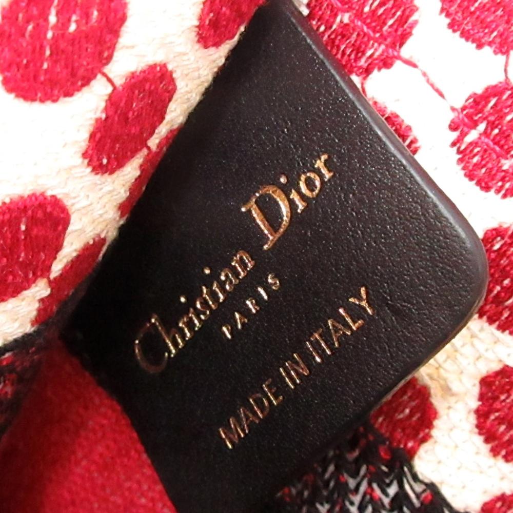 Christian Dior AB Dior Red Canvas Fabric DiorAmour Mini Embroidered Dots Book Tote Italy