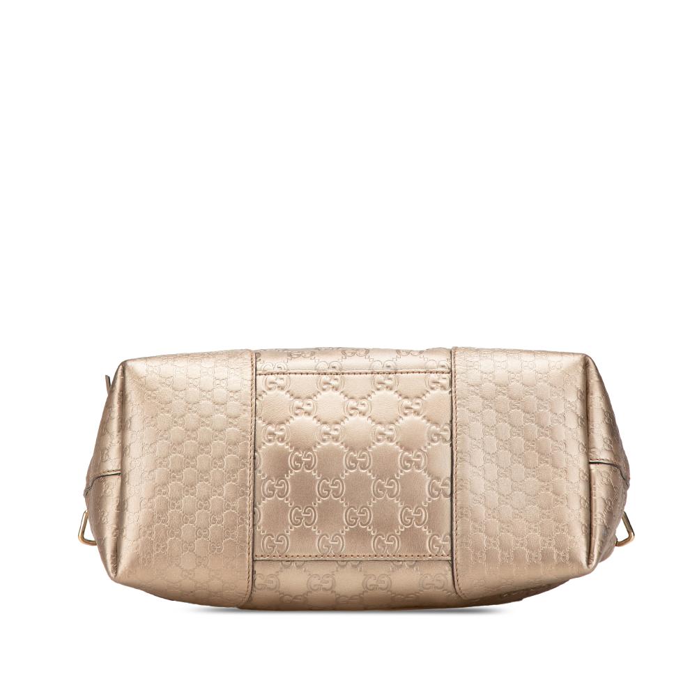 Gucci B Gucci Gold Calf Leather Medium Guccissima Bree Fold Over Tote Italy