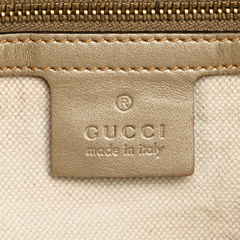 Gucci B Gucci Gold Calf Leather Medium Guccissima Bree Fold Over Tote Italy