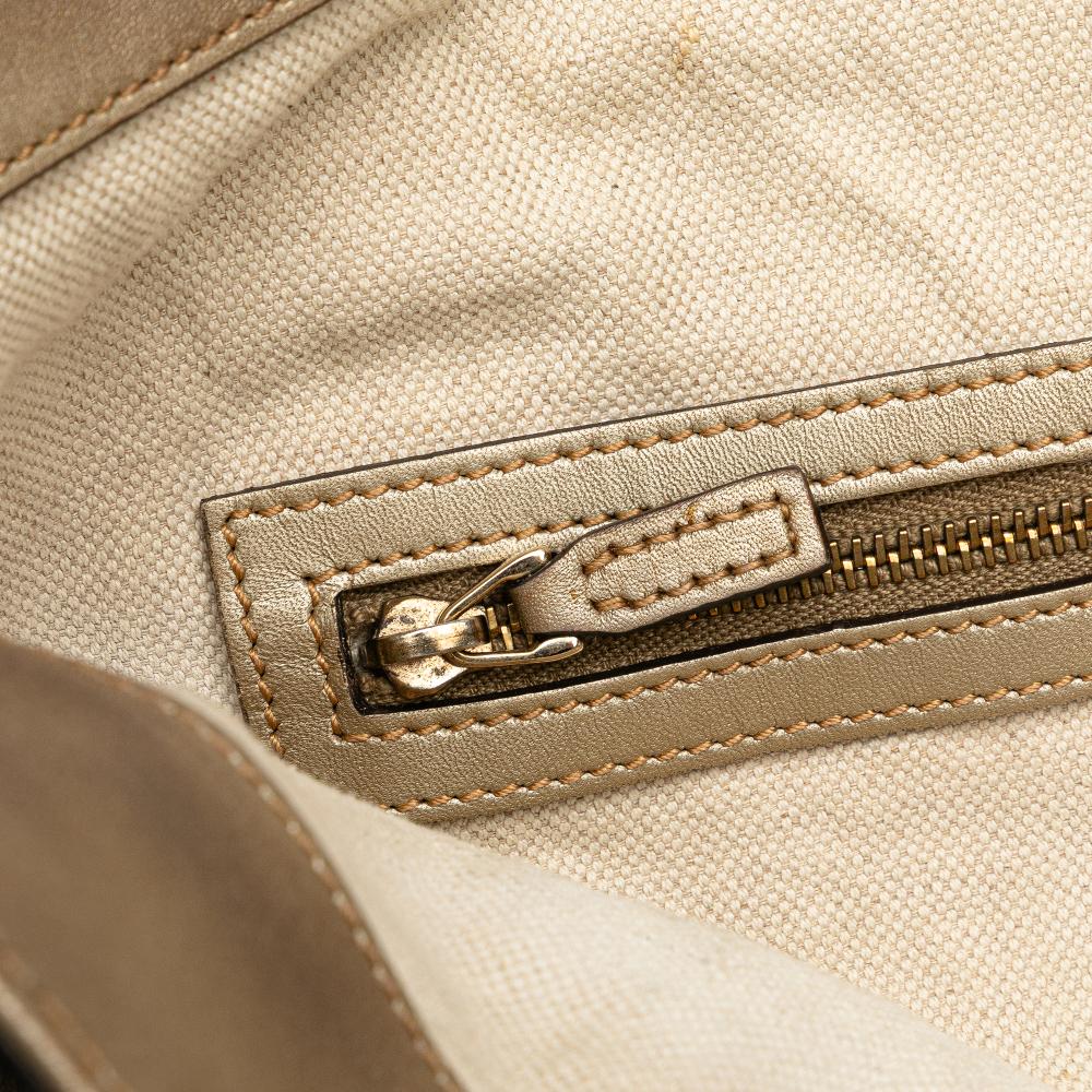 Gucci B Gucci Gold Calf Leather Medium Guccissima Bree Fold Over Tote Italy