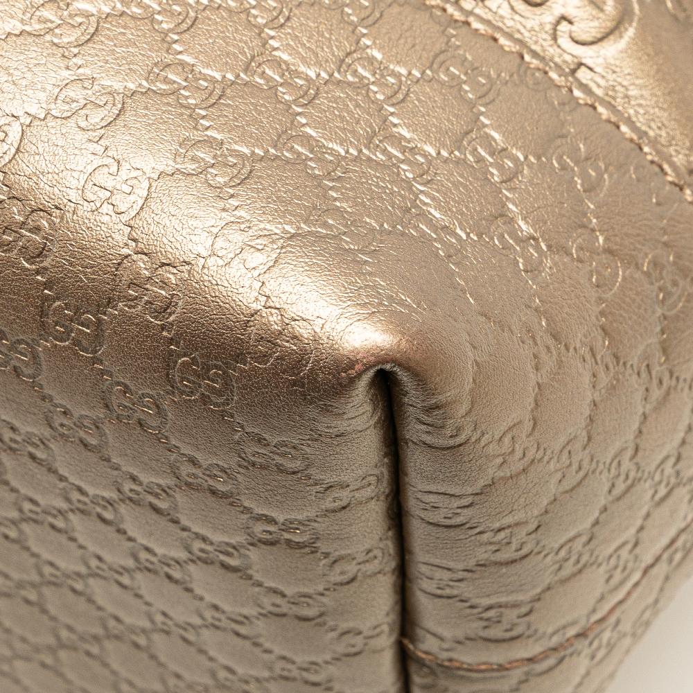 Gucci B Gucci Gold Calf Leather Medium Guccissima Bree Fold Over Tote Italy