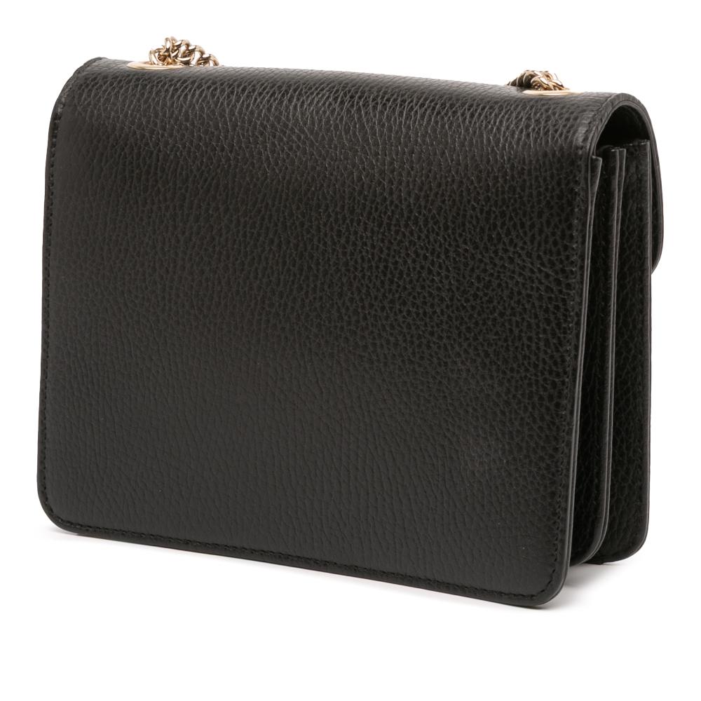 Gucci AB Gucci Black Calf Leather Small Dollar skin Interlocking G Crossbody Italy