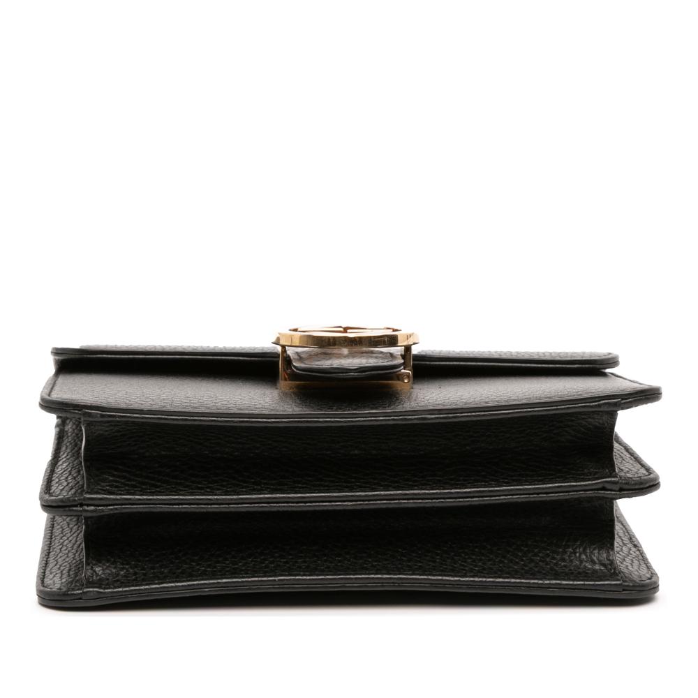 Gucci AB Gucci Black Calf Leather Small Dollar skin Interlocking G Crossbody Italy