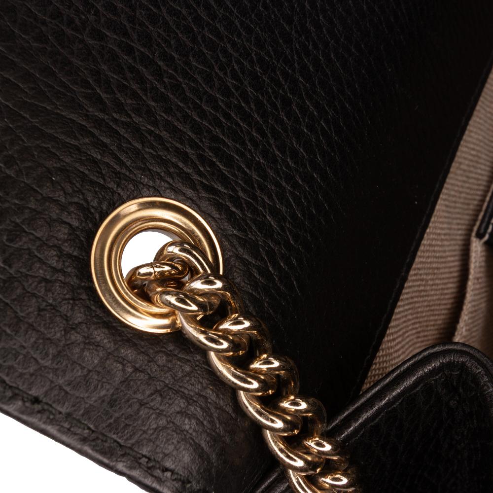 Gucci AB Gucci Black Calf Leather Small Dollar skin Interlocking G Crossbody Italy