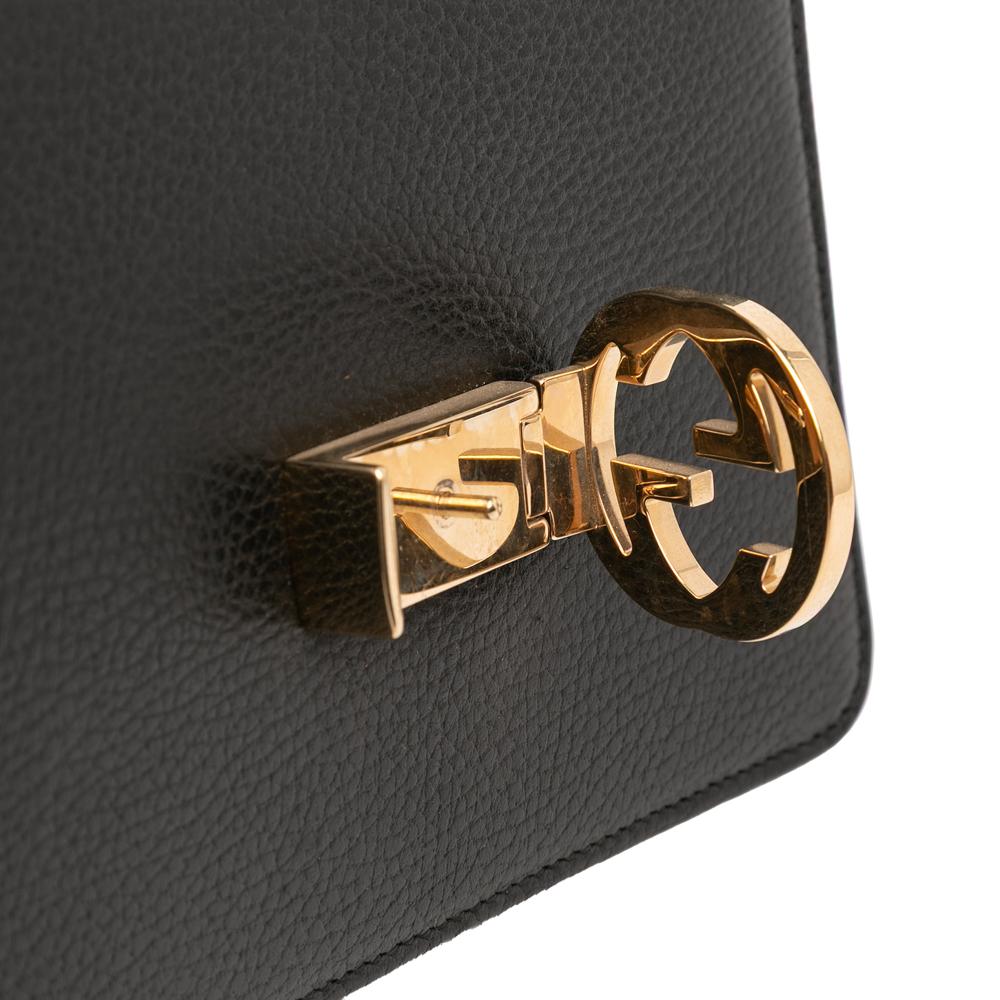 Gucci AB Gucci Black Calf Leather Small Dollar skin Interlocking G Crossbody Italy