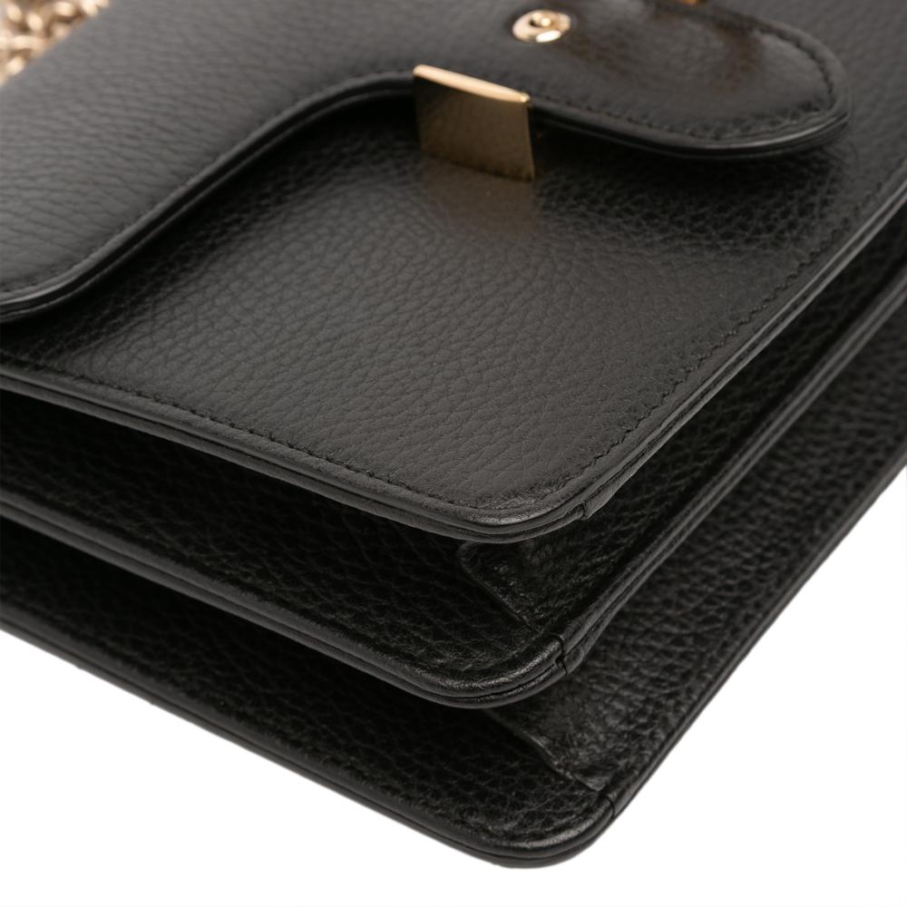 Gucci AB Gucci Black Calf Leather Small Dollar skin Interlocking G Crossbody Italy