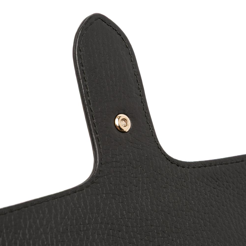 Gucci AB Gucci Black Calf Leather Small Dollar skin Interlocking G Crossbody Italy