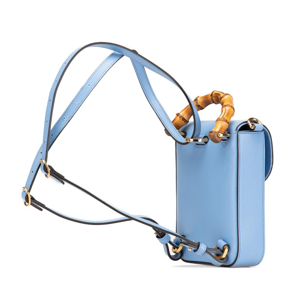 Gucci AB Gucci Blue Light Blue Calf Leather Mini skin Bamboo Top Handle Bag Italy