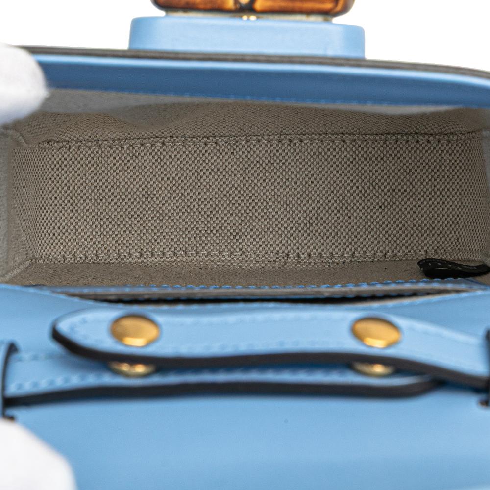 Gucci AB Gucci Blue Light Blue Calf Leather Mini skin Bamboo Top Handle Bag Italy