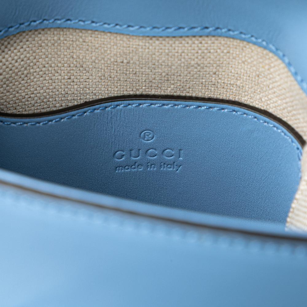 Gucci AB Gucci Blue Light Blue Calf Leather Mini skin Bamboo Top Handle Bag Italy