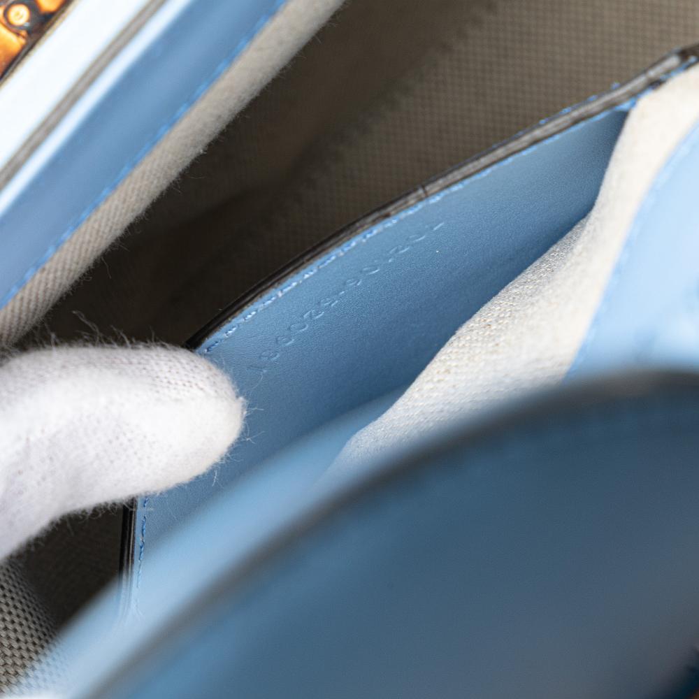 Gucci AB Gucci Blue Light Blue Calf Leather Mini skin Bamboo Top Handle Bag Italy