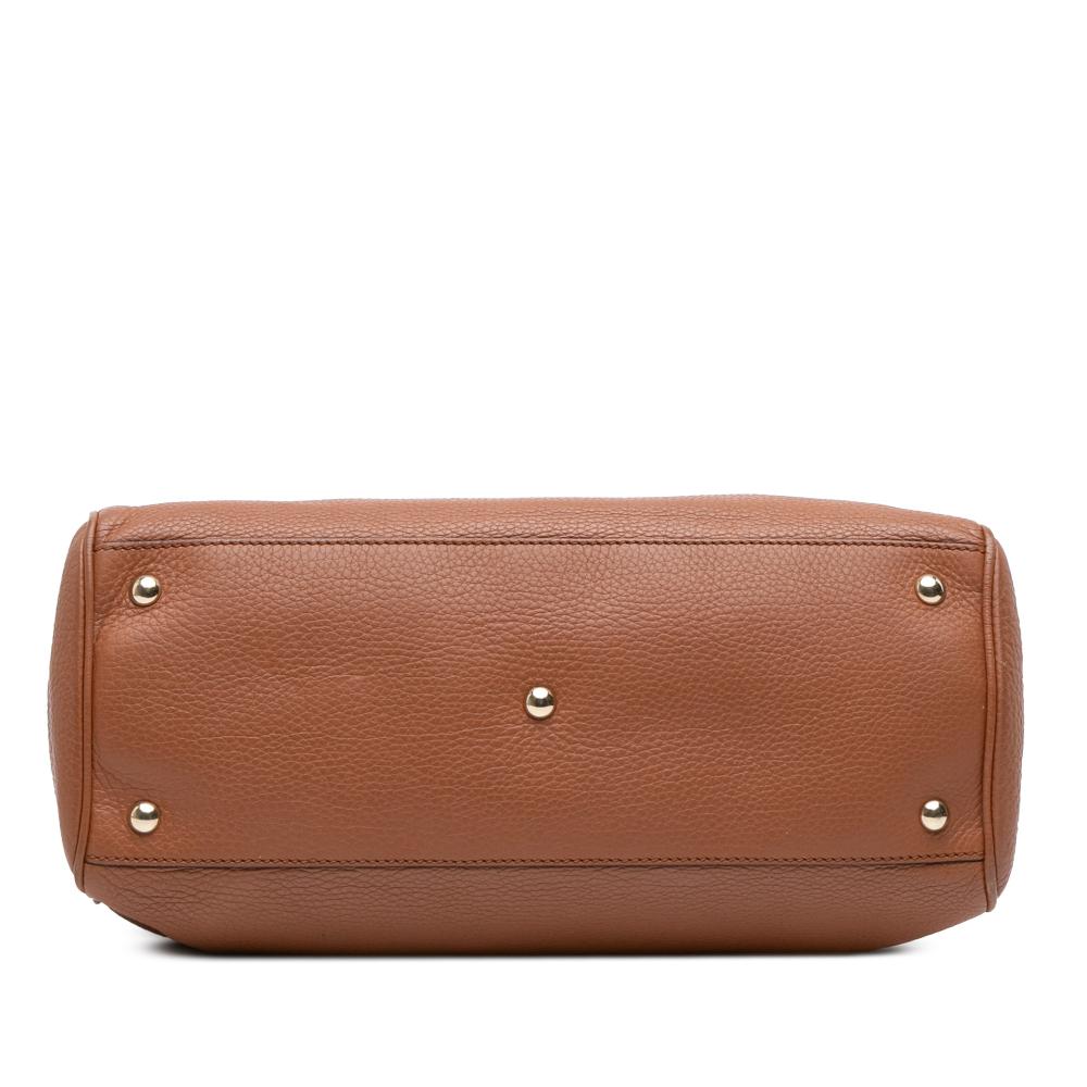 Gucci B Gucci Brown Calf Leather Medium skin Bamboo Shopper Satchel Italy