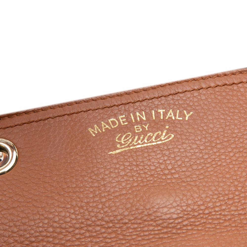 Gucci B Gucci Brown Calf Leather Medium skin Bamboo Shopper Satchel Italy