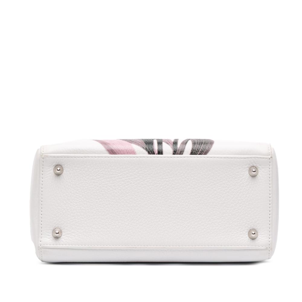 Christian Dior AB Dior White Goatskin Leather Medium Deerskin Floral Printed Lady Dior Italy