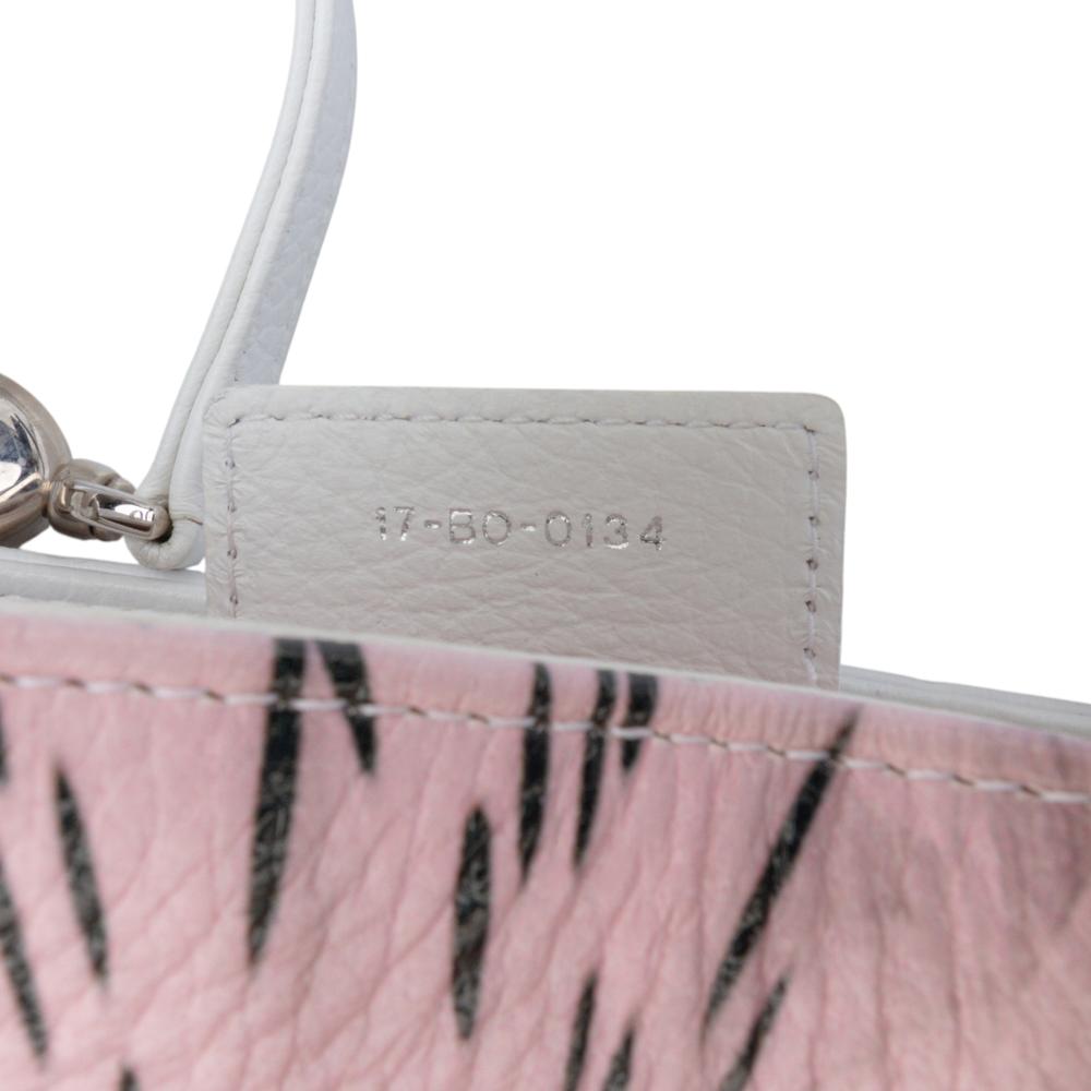 Christian Dior AB Dior White Goatskin Leather Medium Deerskin Floral Printed Lady Dior Italy