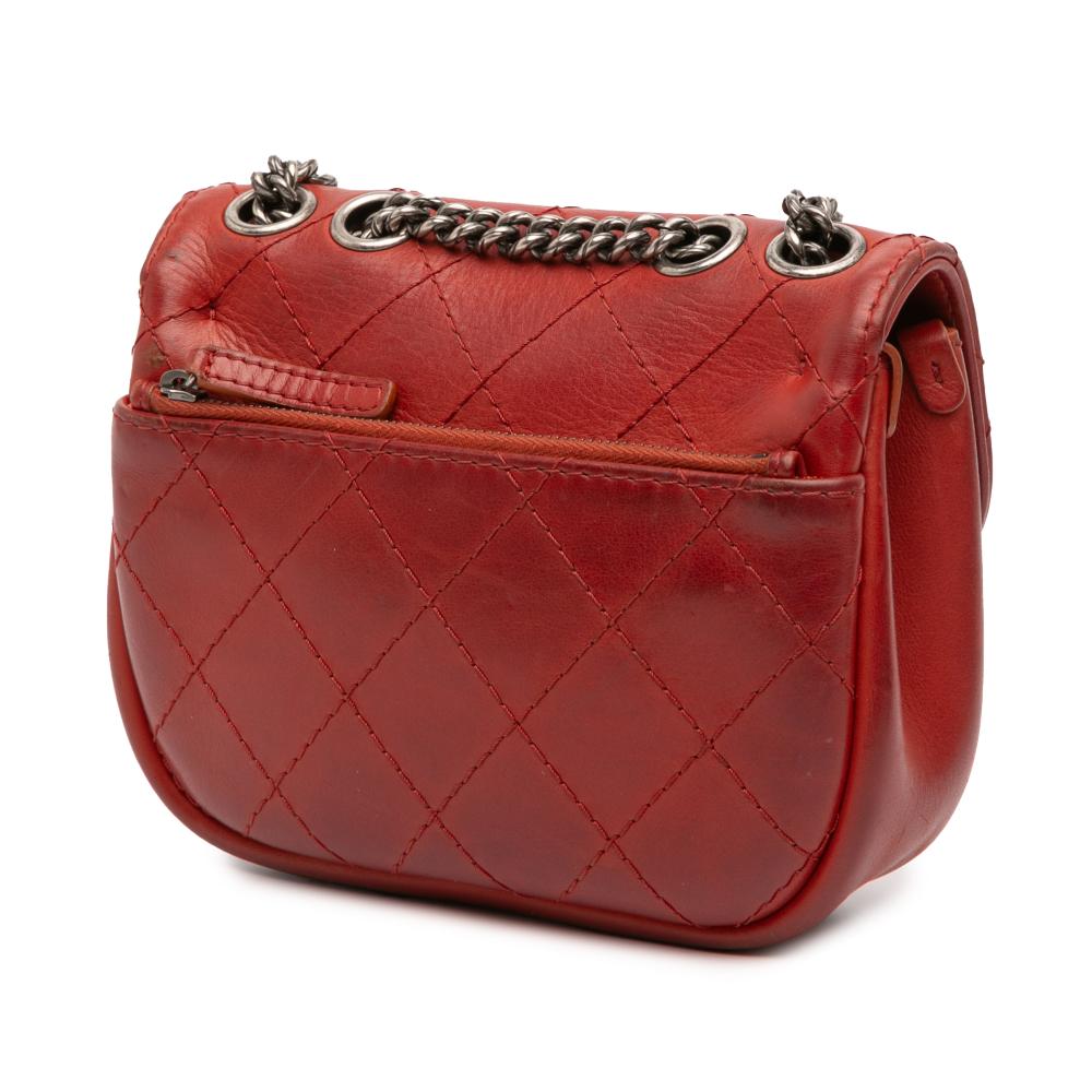 Chanel B Chanel Red Goatskin Leather Paris Dallas Wild Stitch Flap Italy