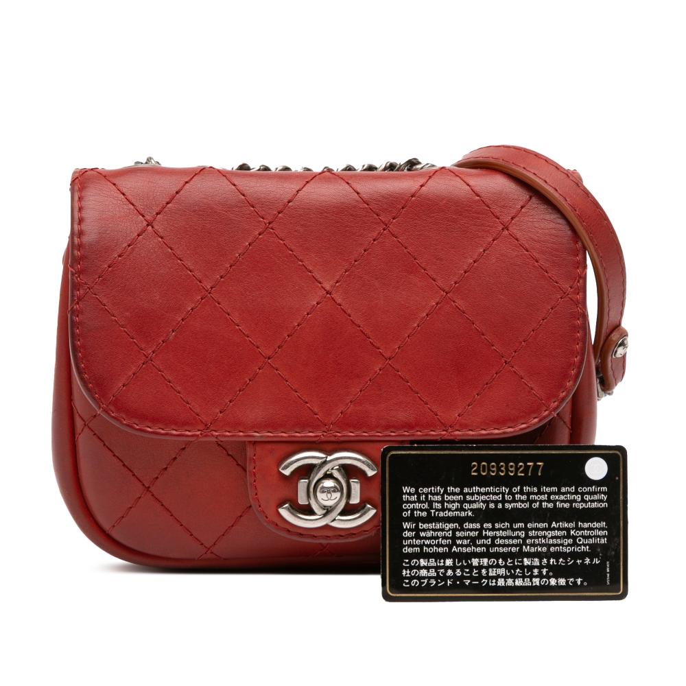 Chanel B Chanel Red Goatskin Leather Paris Dallas Wild Stitch Flap Italy