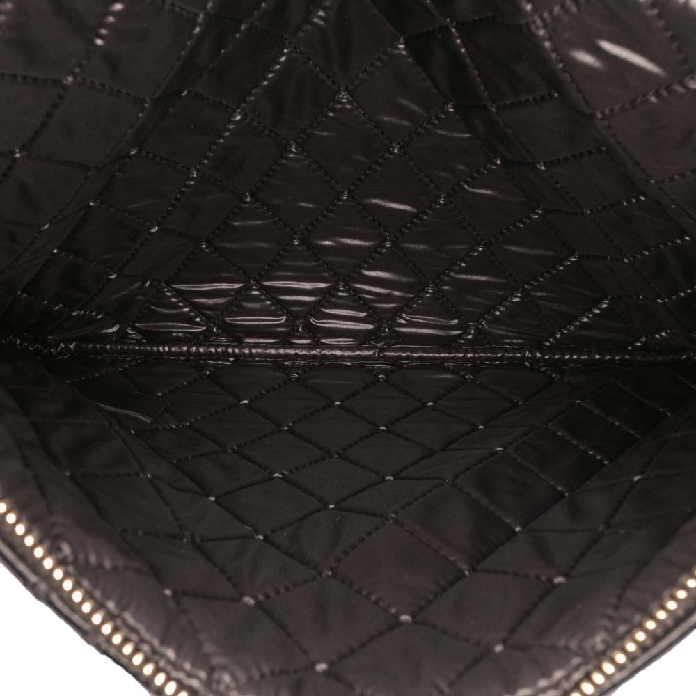 Chanel Black Medium Quilted Lambskin Double Stitch Tassel O Case Clutch Italy
