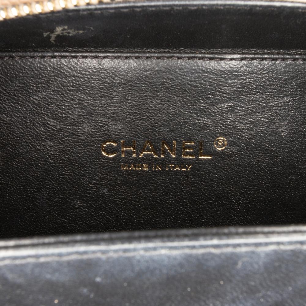 Chanel AB Chanel Brown Nude with Black Caviar Leather Leather Small Caviar CC Filigree Vanity Case Italy