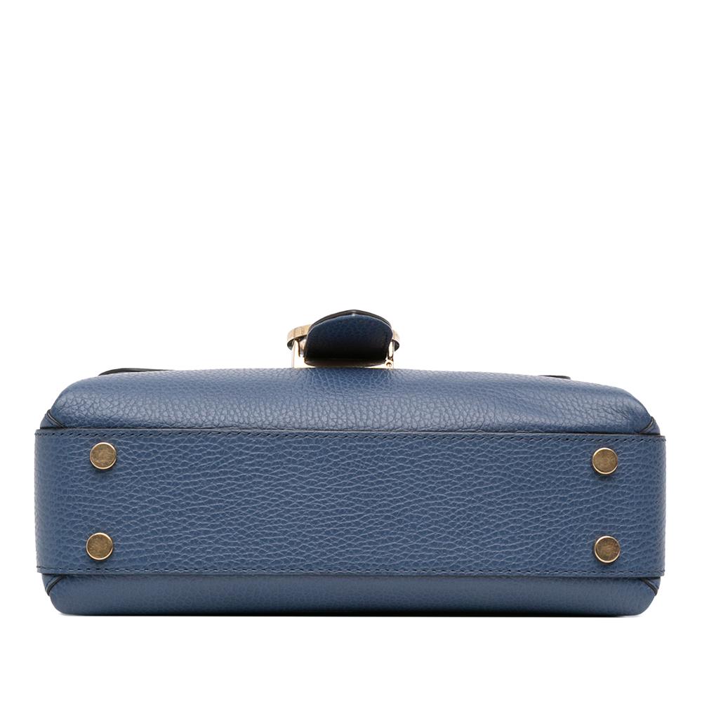 Gucci AB Gucci Blue Calf Leather Small Dollar Interlocking G Satchel Italy