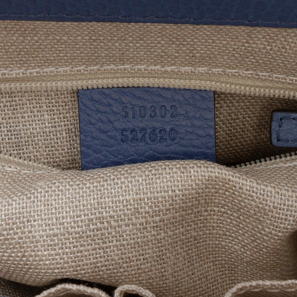 Gucci AB Gucci Blue Calf Leather Small Dollar Interlocking G Satchel Italy